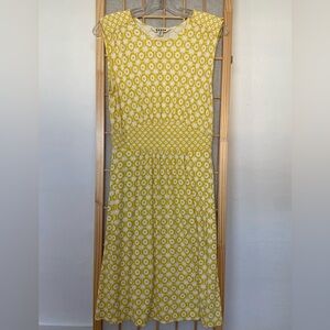 Boden Yellow and White Daisy-Print Midi Dress
